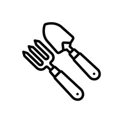 Black line icon for fork and trowel