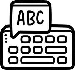 Keyboard doodle vector icon and illustration