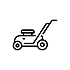 Black line icon for lawn mower
