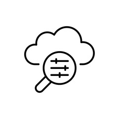 Cloud filter search outline icons, minimalist vector illustration ,simple transparent graphic element .Isolated on white background
