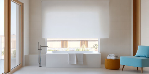 Modern bathroom design featuring a freestanding tub and natural light