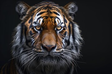 Fototapeta premium Tiger face on black background