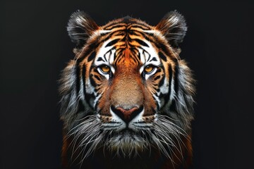 Fototapeta premium Tiger face on black background