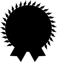 Medal symbol. Award ribbon badge silhouette. Rosette icon. Vector illustration isolated on white.