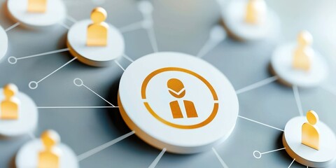Modern networking concept with connected profiles and user icons.
