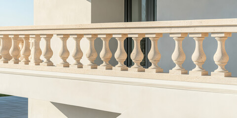 Elegant architectural details of a balcony railing in modern design with smooth curves