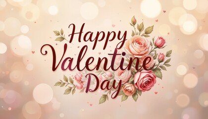 Obraz premium Happy Valentine Day Roses Floral Design