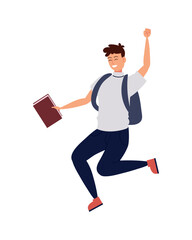 teenager male with book celebrating