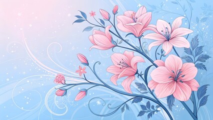 white flowers on a light blue background is a sophisticated design for wedding cards