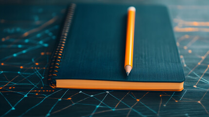 Creative notetaking action home office digital notepad modern workspace top-down view productivity enhancement