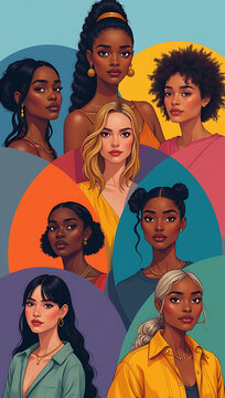A conceptual portrayal of intersectionality, with overlapping circles in varying colors and textures representing diverse identities, while individuals stand confidently at the intersections.

