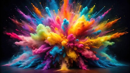 Vibrant Color Powder Explosion Photography - Abstract Art, Dynamic Burst, Colorful Texture