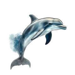 Fototapeta premium stylized depiction of a dolphin leaping out of the water. showcasing its sleek body and playful nature the background includes a splash of water. emphasizing the dolphin's dynamic movement and grace i
