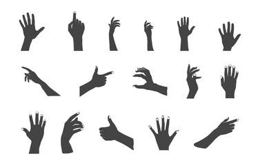 Hand silhouette, Hand svg, Hand gesture silhouette, Hand gesture svg, Hand gesture vector illustration.