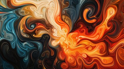 Fototapeta premium Abstract Swirls of Fire and Ice: A Digital Painting