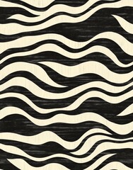 Wavy Abstract Pattern With Alternating Black And Light Horizontal Stripes On Wooden Texture