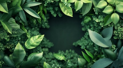 Tropical Forest Canopy - Lush 3D Eco Design with Green Leaves and Vines for Banner Space