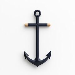 A black anchor with a wooden handle
