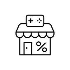 Game store sale outline icons, minimalist vector illustration ,simple transparent graphic element .Isolated on white background