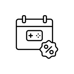 Game sale event outline icons, minimalist vector illustration ,simple transparent graphic element .Isolated on white background