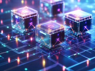 futuristic circuit board or blockchain network serves as a captivating illustration, embodying essence of electronics, technology, and computer