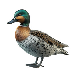 Obraz premium beautifully detailed illustration of a duck. showcasing its vibrant colors and intricate feather patterns the duck stands against a plain white background. emphasizing its natural beauty and form the