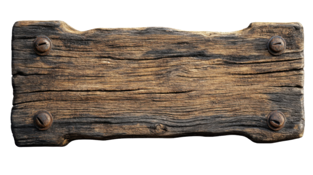 Wooden plank sign transparent background