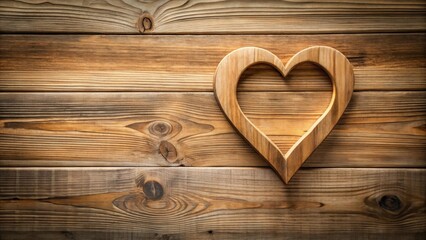 Wooden Heart on Rustic Plank Background Perfect for Love, Romance, or Valentine's Day Designs