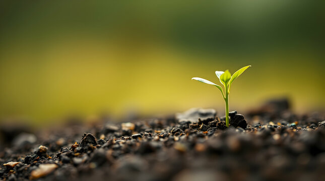 plant growing in morning light. eco concept earth day