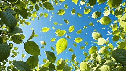 Green leaves dancing in the sunshine