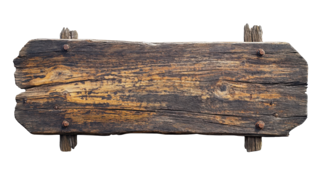 Wooden plank sign transparent background
