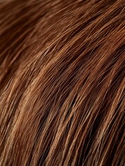 Naklejka premium Close-up of textured brown hair, showcasing depth and color variations.
