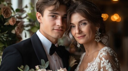 Romantic wedding portrait elegant venue photography intimate atmosphere close-up love