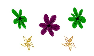 flowers and butterfly isolated on white