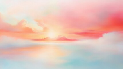Obraz premium A painting of a sunset with pink and blue colors