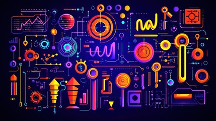 Obraz premium Abstract Colorful Technology Network Visualization