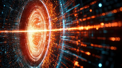 Obraz premium Abstract Digital Tunnel: A Journey into Cyberspace