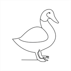 Duck continuous one-line drawing of Animal Pets love concept abstract outline vector design