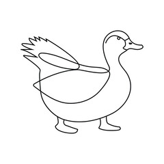 Duck continuous one-line drawing of Animal Pets love concept abstract outline vector design