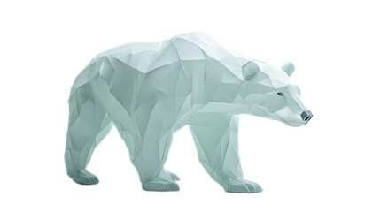 Low Poly White Bear Sculpture Representing Wildlife Conservation in Modern Art Style, Ideal for Eco-Friendly Projects and Nature Themes with Unique Design