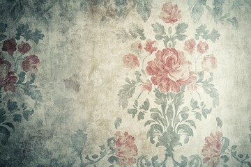 Vintage Faded Wallpaper Pattern with Muted Colors Featuring Floral Designs in a Rustic Aesthetic for Classic and Timeless Decor