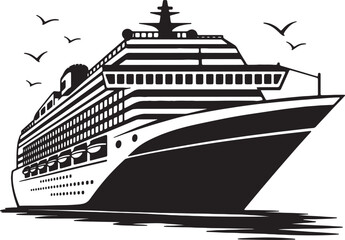Cruise ship silhouette vector, Boat silhouette vector design © Masud