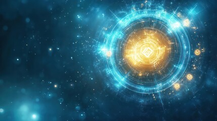 Obraz premium Futuristic glowing orb activating digital interface