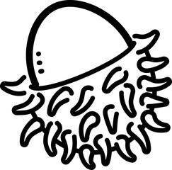 Rambutan peel doodle vector icon and illustration