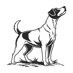 Obraz premium Powerful Hunting Dog Silhouette, Black and White Illustration