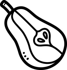Obraz premium Half cut pear doodle vector icon and illustration