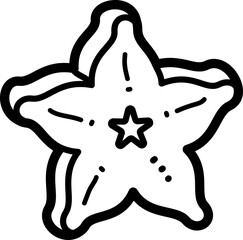 Carambola slice doodle vector icon and illustration