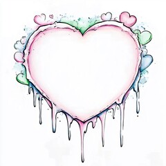 Vibrant Pastel Heart Illustration: A Sweetly Dripping Digital Painting. AI Generated