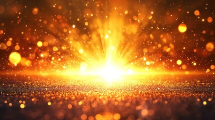 Naklejka premium Golden light burst sparkle background