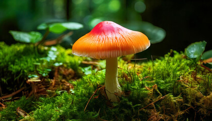 Colorful mushrooms growing in natural forests